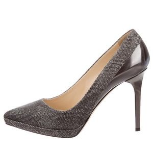 JIMMY CHOO METALLIC LAMÉ PLATFORM PUMPS